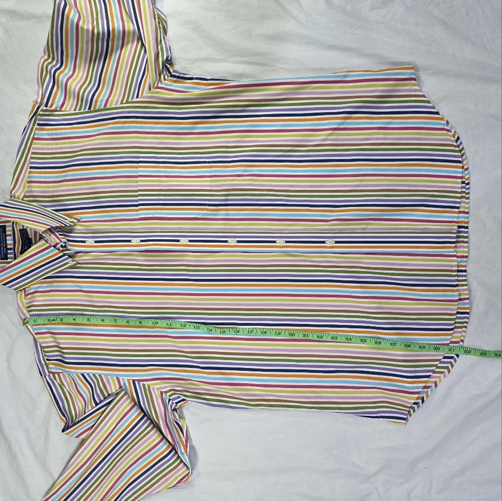 J Mclaughlin Striped Superfine 100s Italian Cotton Button Down Shirt Preppy. L